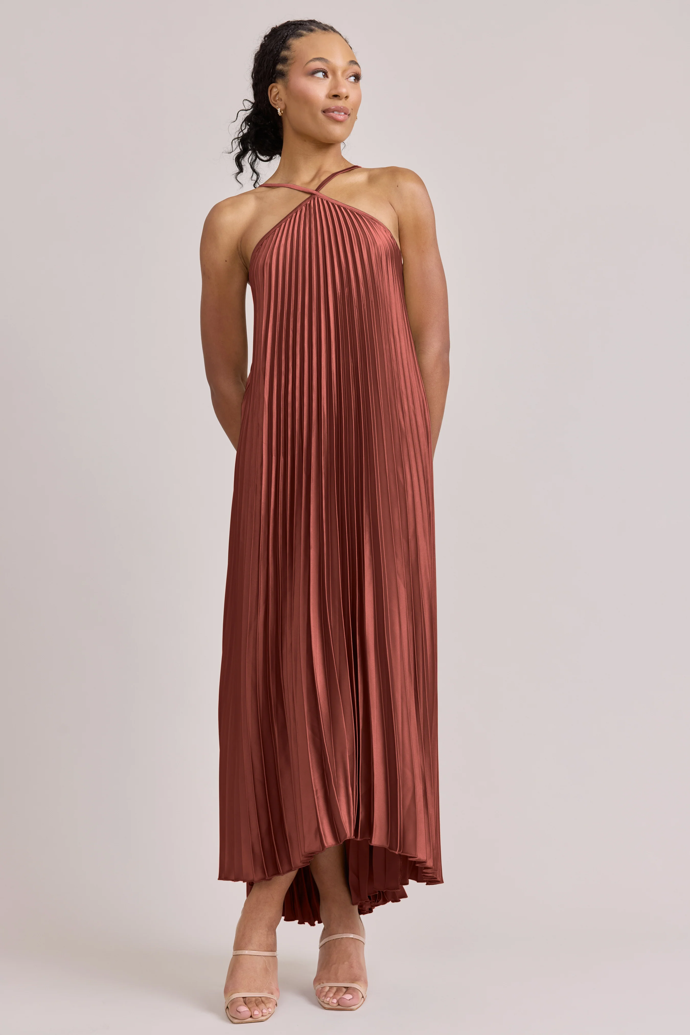 Rayne Satin Pleated Dress | Made To Order - Image 57