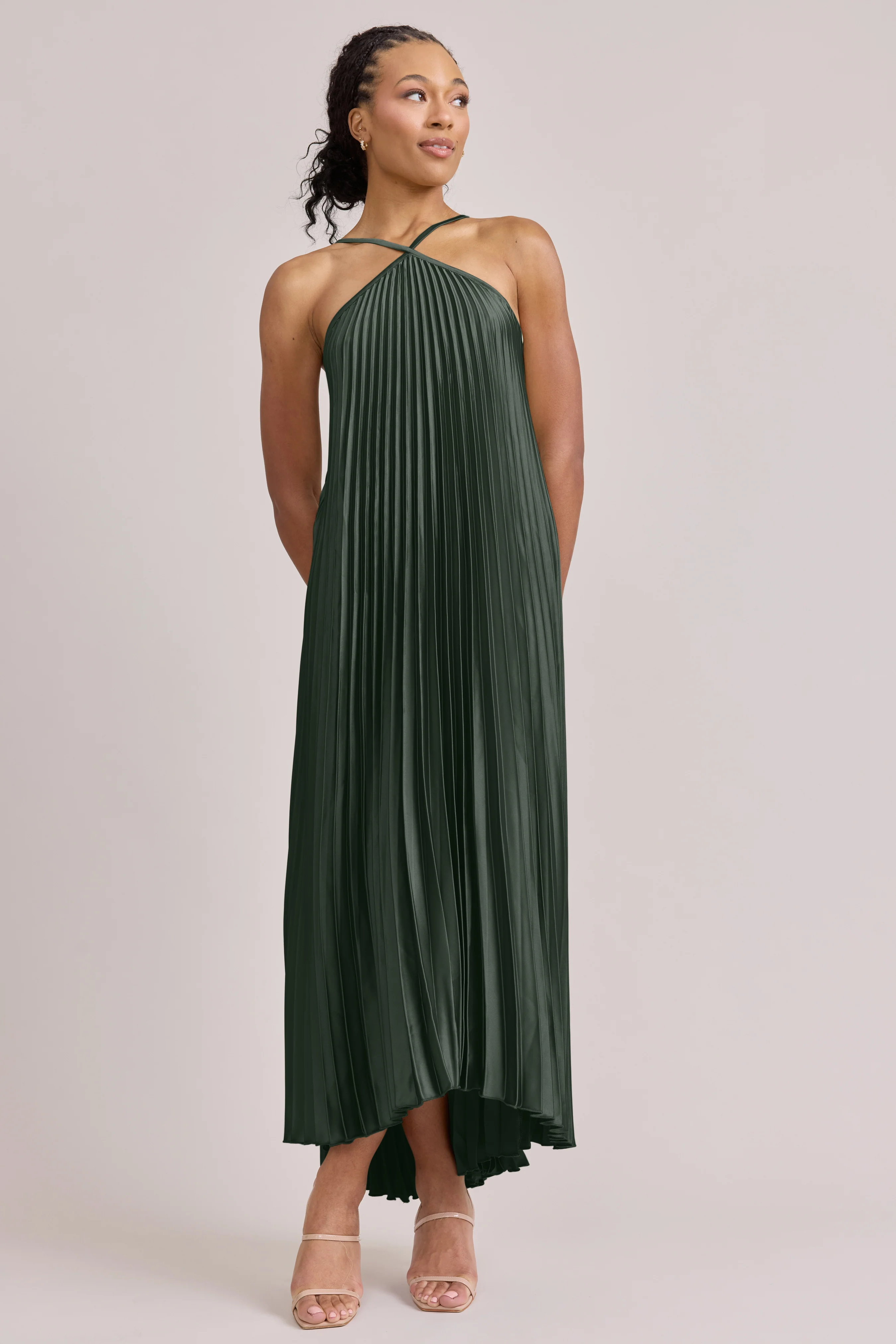 Rayne Satin Pleated Dress | Made To Order - Image 6