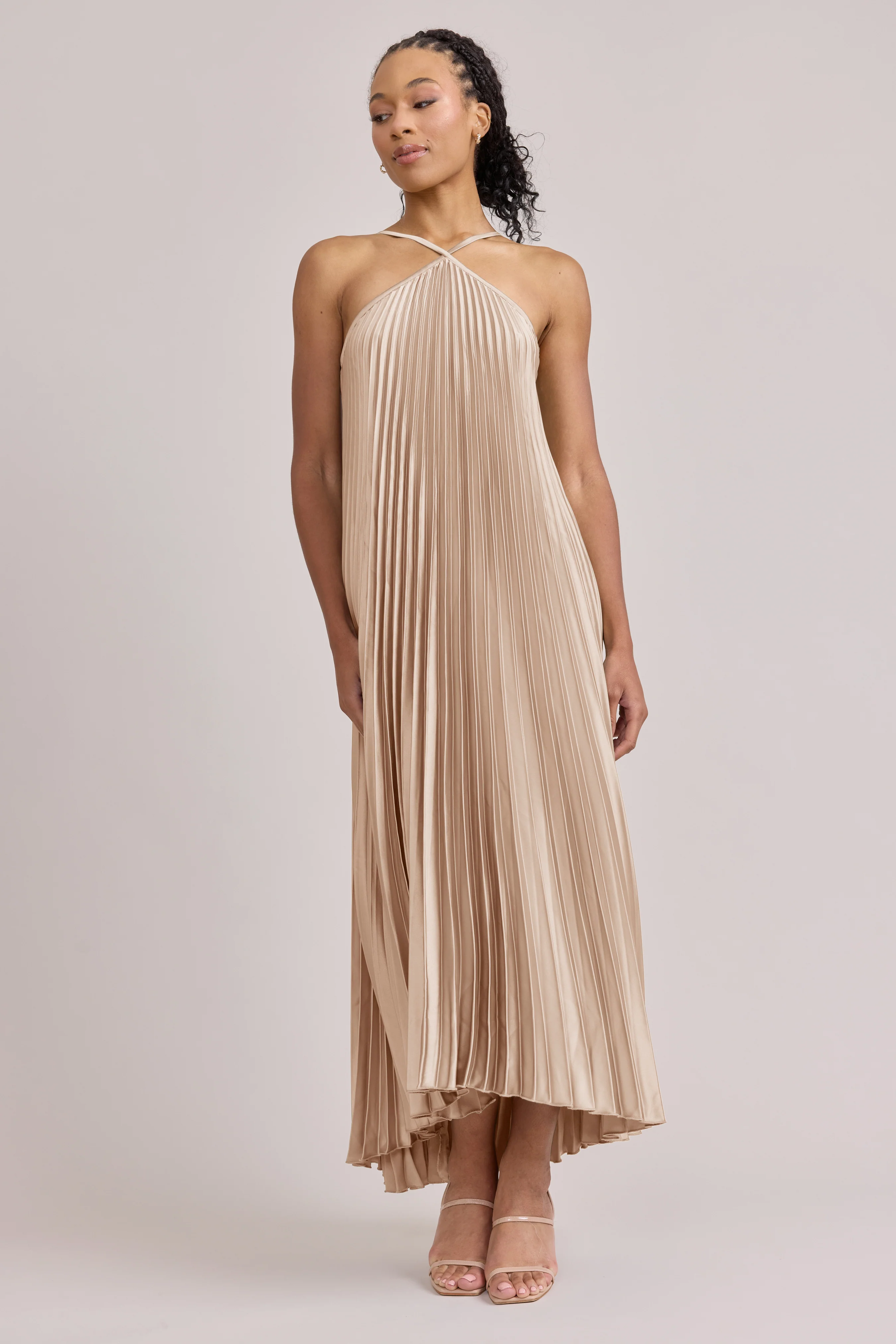 Rayne Satin Pleated Dress | Made To Order - Image 66