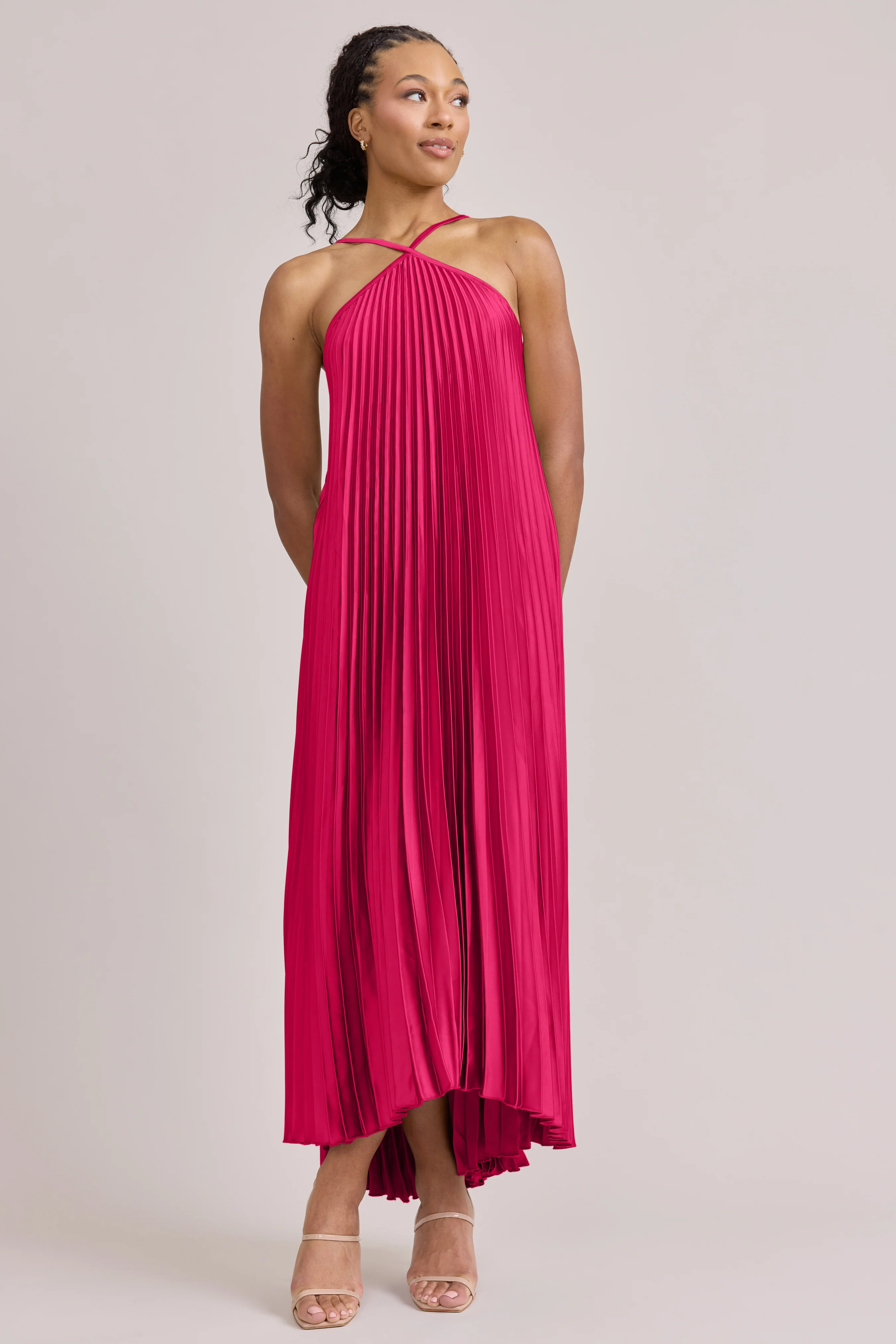 Rayne Satin Pleated Dress | Made To Order - Image 73