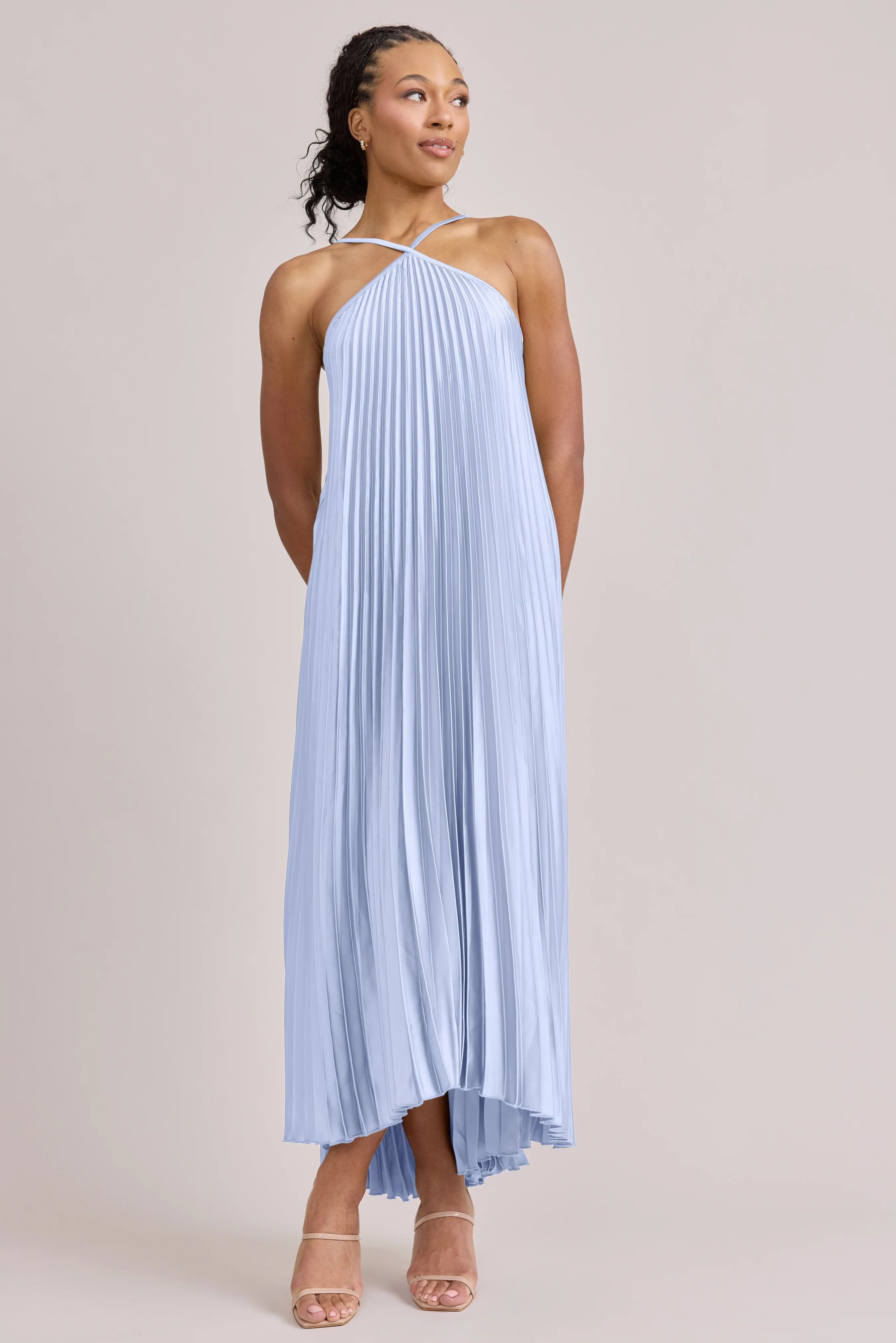 Rayne Satin Pleated Dress | Made To Order - Image 94