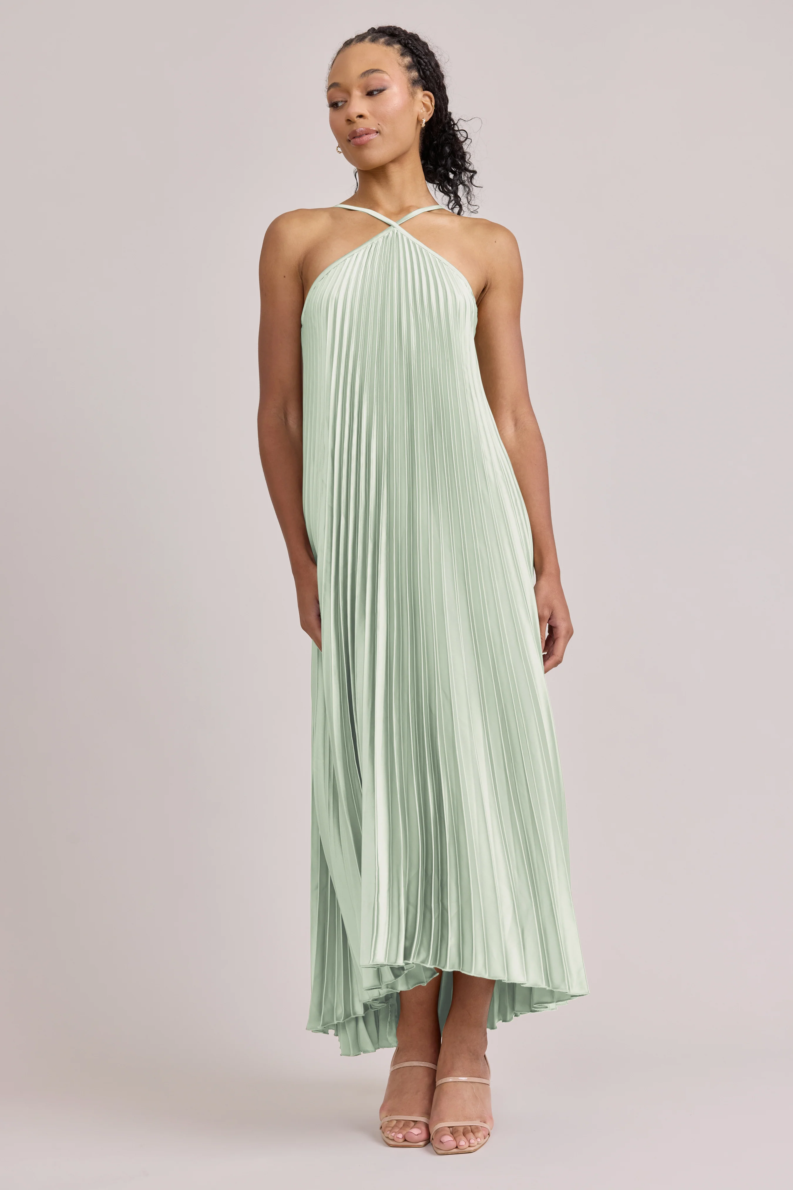 Rayne Satin Pleated Dress | Made To Order - Image 96