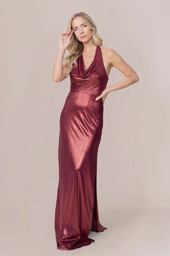 Sample Cabernet Amber Metallic Dress | Ready To Ship