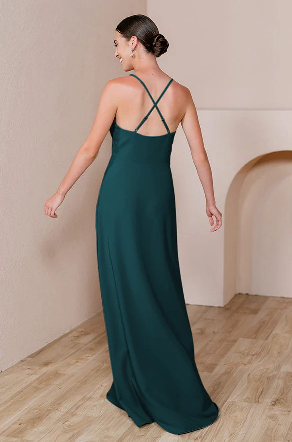 Sample Classic Emerald Carmen Crepe Dress | Ready To Ship - Image 2