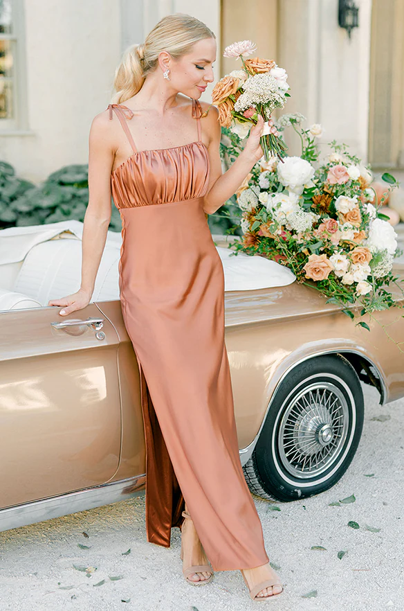 Sample Copper Brooke Satin Dress | Ready To Ship