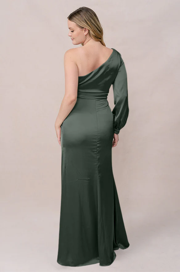 Sample Deep Olive Aurora Satin Dress | Ready To Ship - Image 2