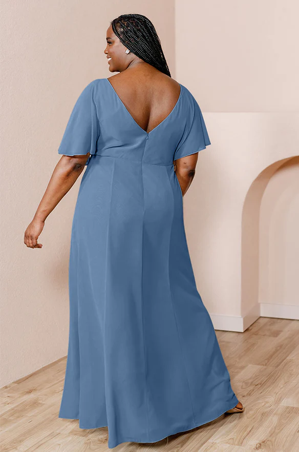 Sample Dusty Blue Gwen Chiffon Dress | Ready To Ship - Image 2
