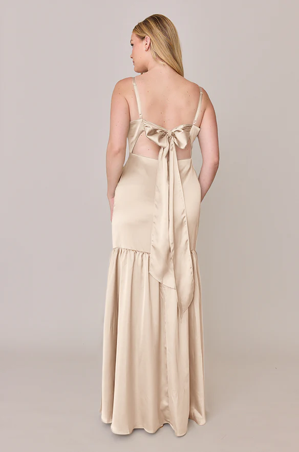 Sample Gold Champagne Astrid Satin Dress | Ready To Ship - Image 2
