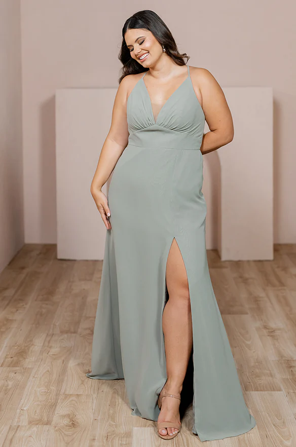 Sample Silver Sage Carmen Chiffon Dress | Ready To Ship