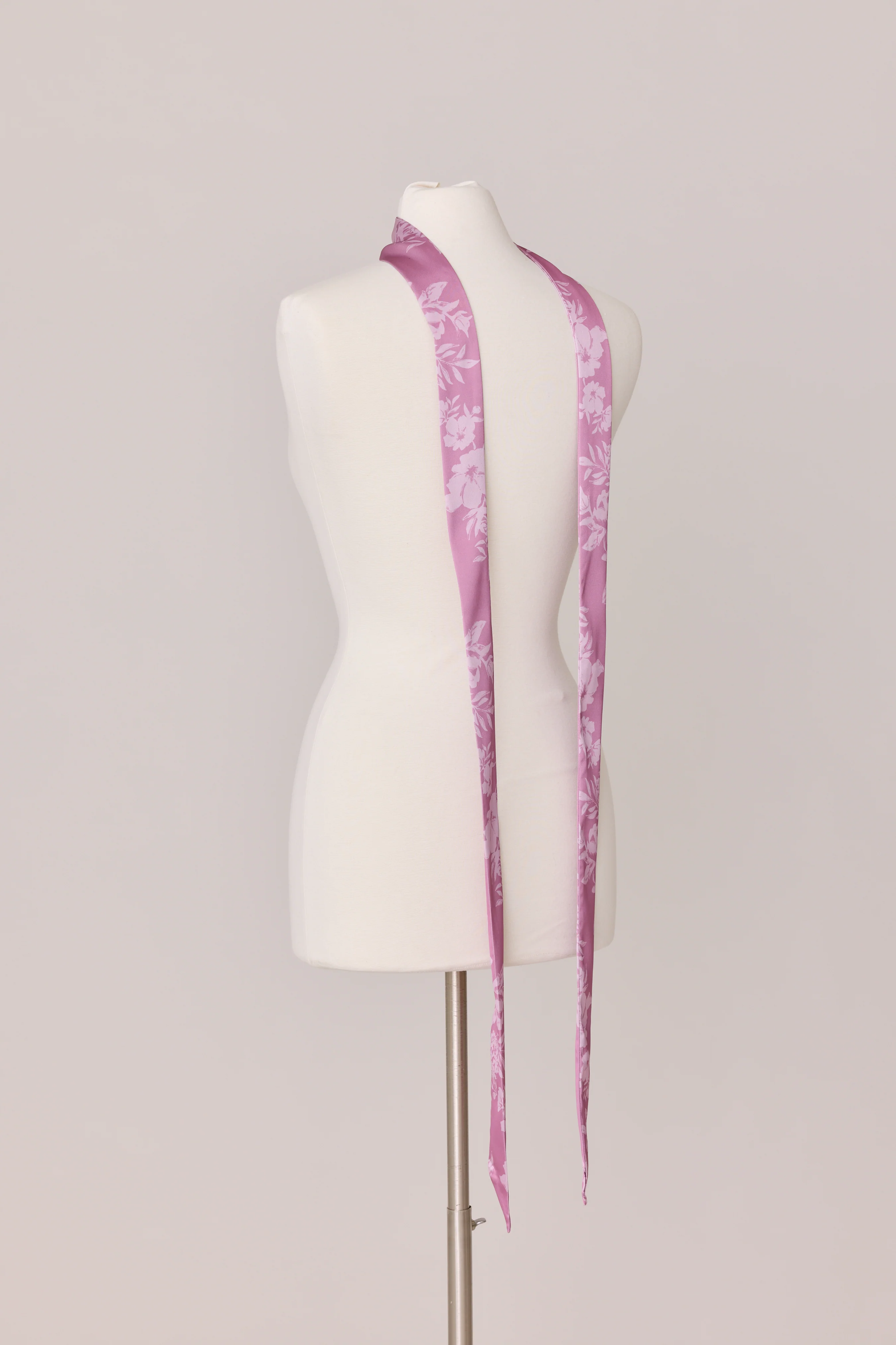 Satin Floral Print Skinny Scarf | Made To Order - Image 27