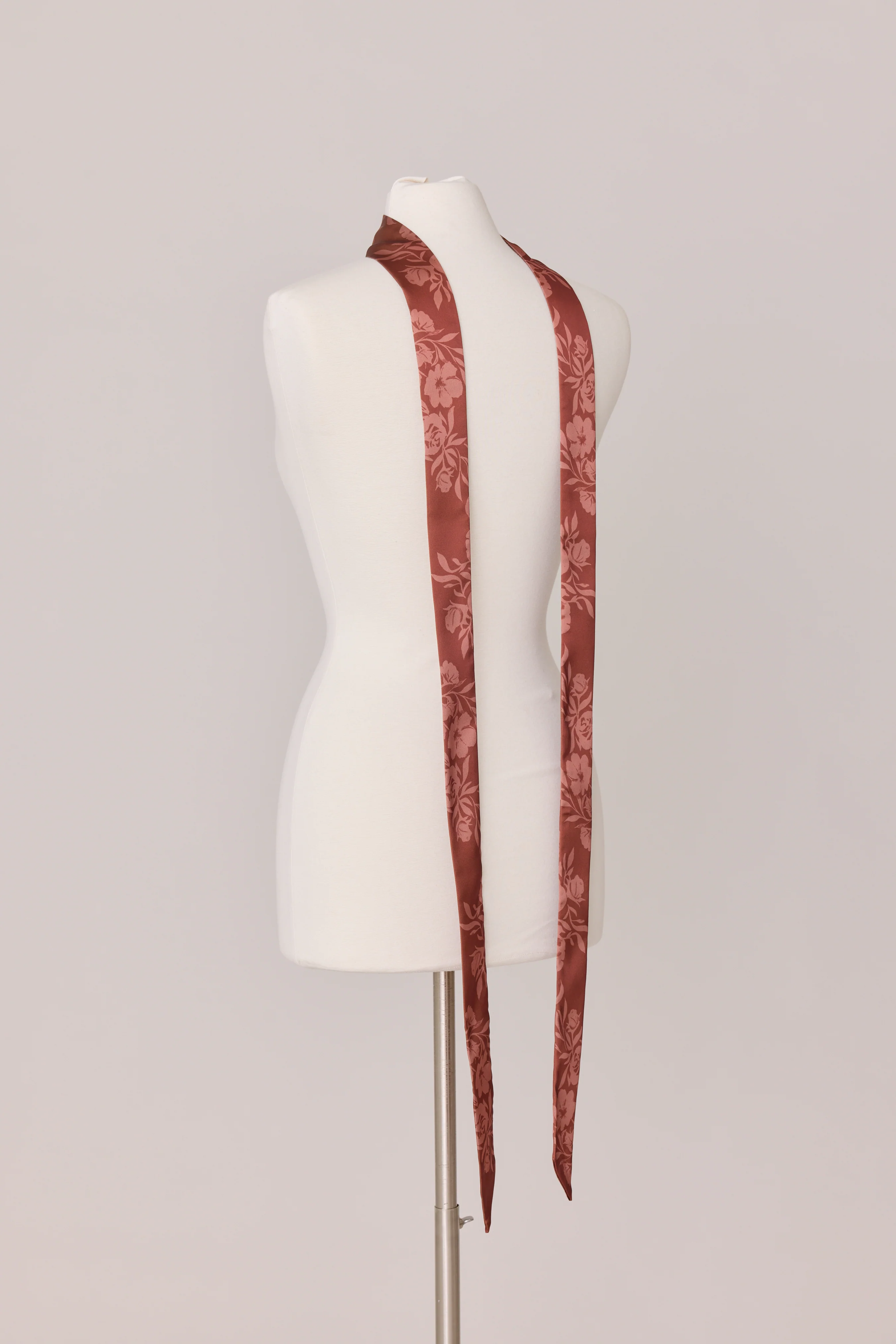 Satin Floral Print Skinny Scarf | Made To Order - Image 29