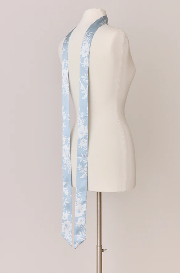 Satin Floral Print Skinny Scarf | Made To Order - Image 31