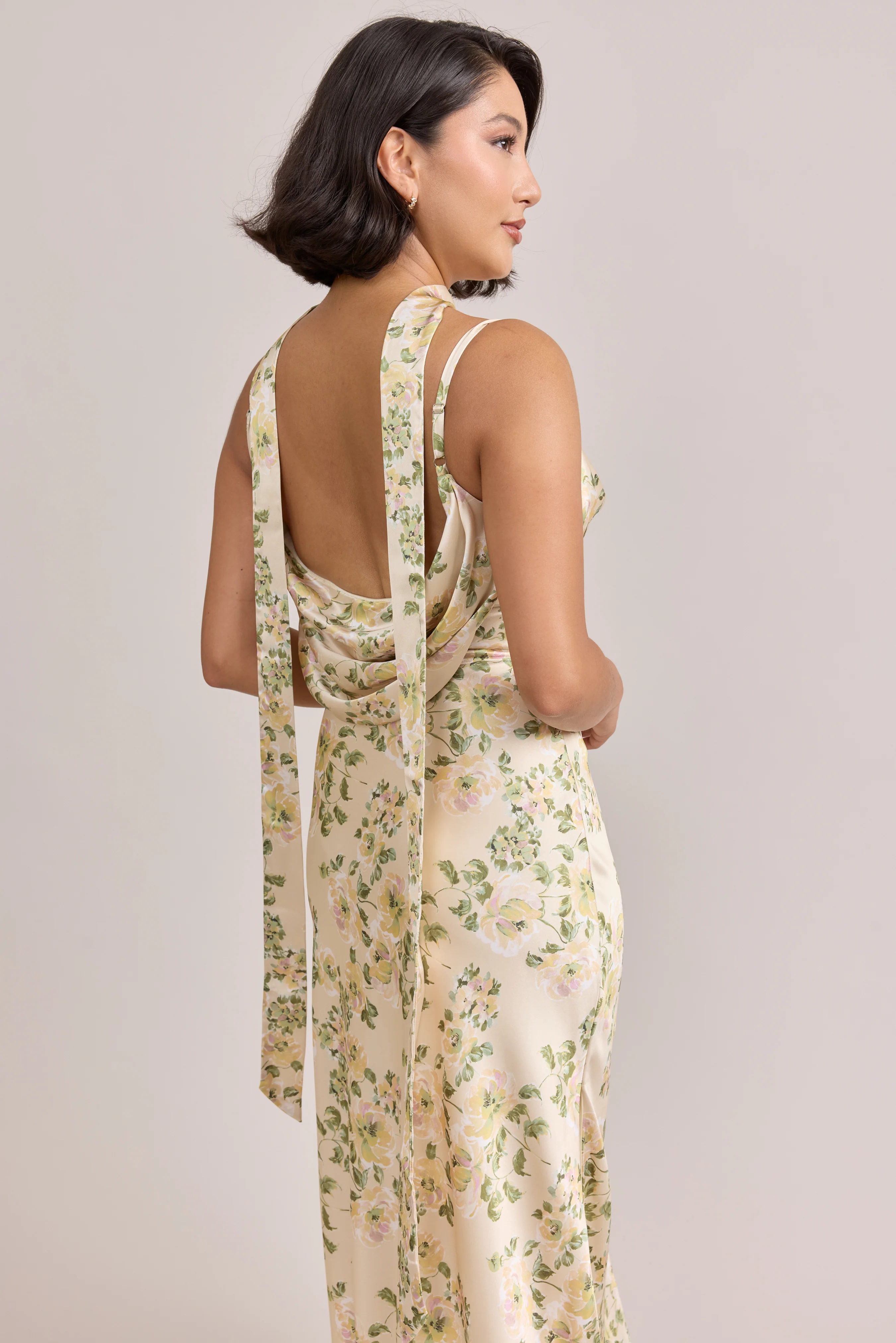 Satin Floral Print Skinny Scarf | Made To Order - Image 34