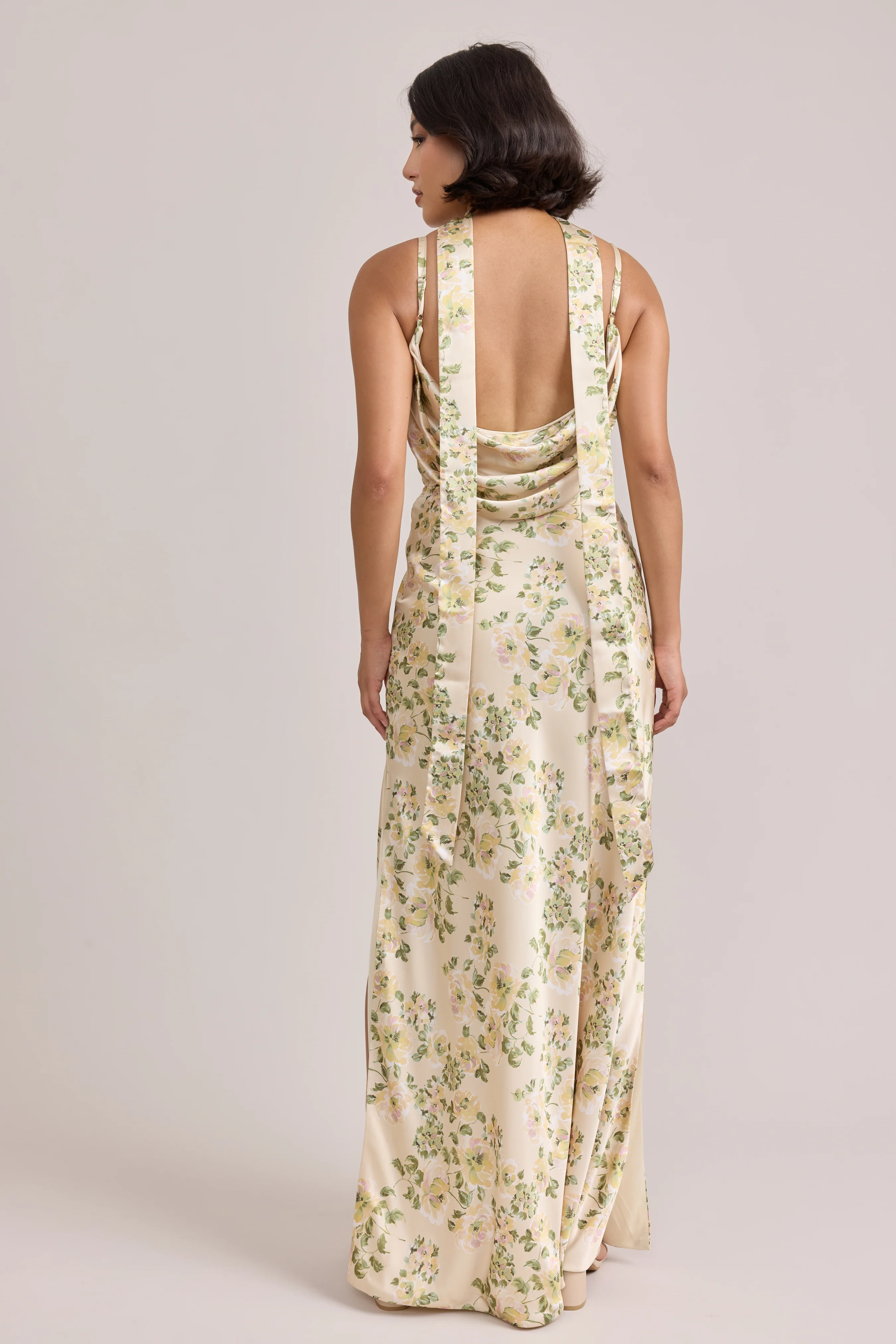 Satin Floral Print Skinny Scarf | Made To Order - Image 36