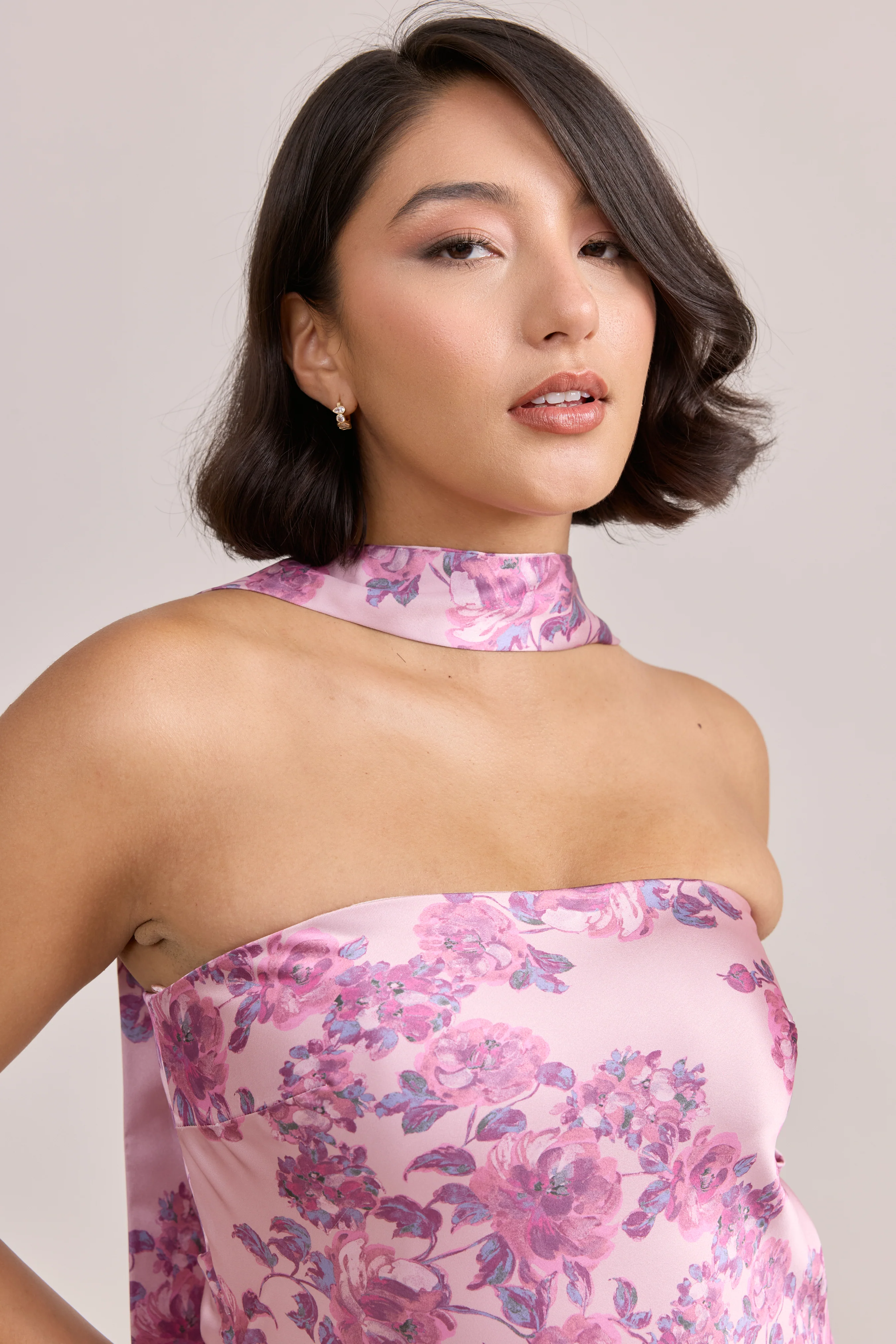 Satin Floral Print Skinny Scarf | Made To Order - Image 40