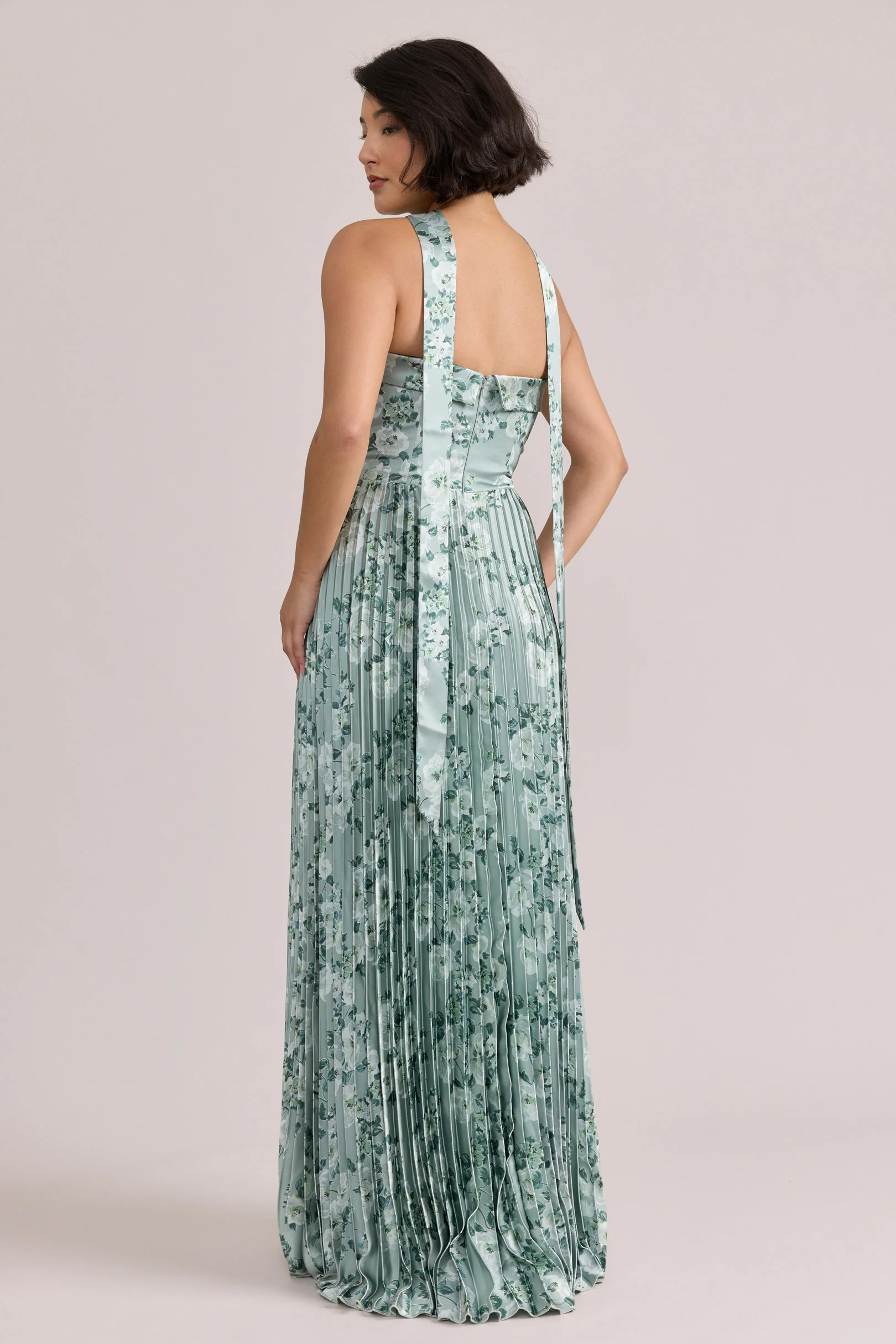 Satin Floral Print Skinny Scarf | Made To Order - Image 52