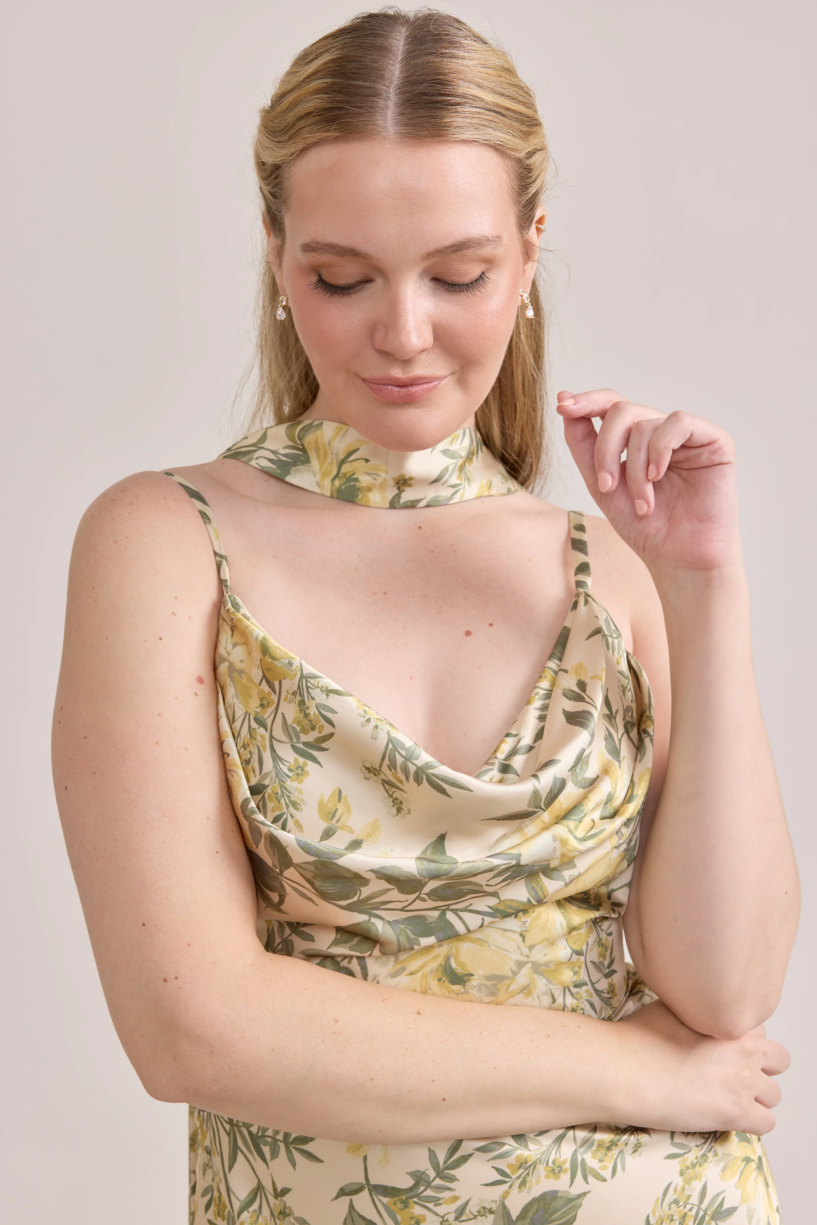Satin Floral Print Skinny Scarf | Made To Order - Image 6