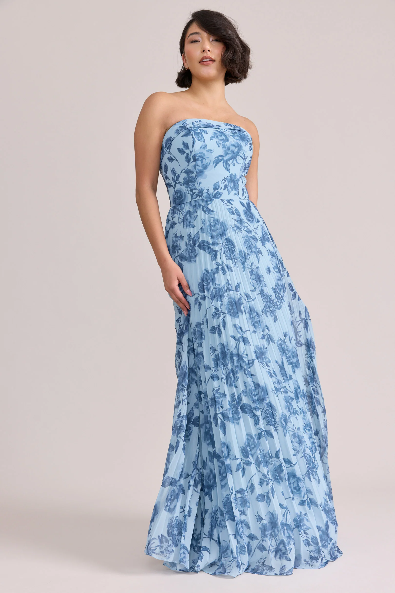 Saylor Chiffon Pleated Floral Print Dress | Made To Order - Image 12