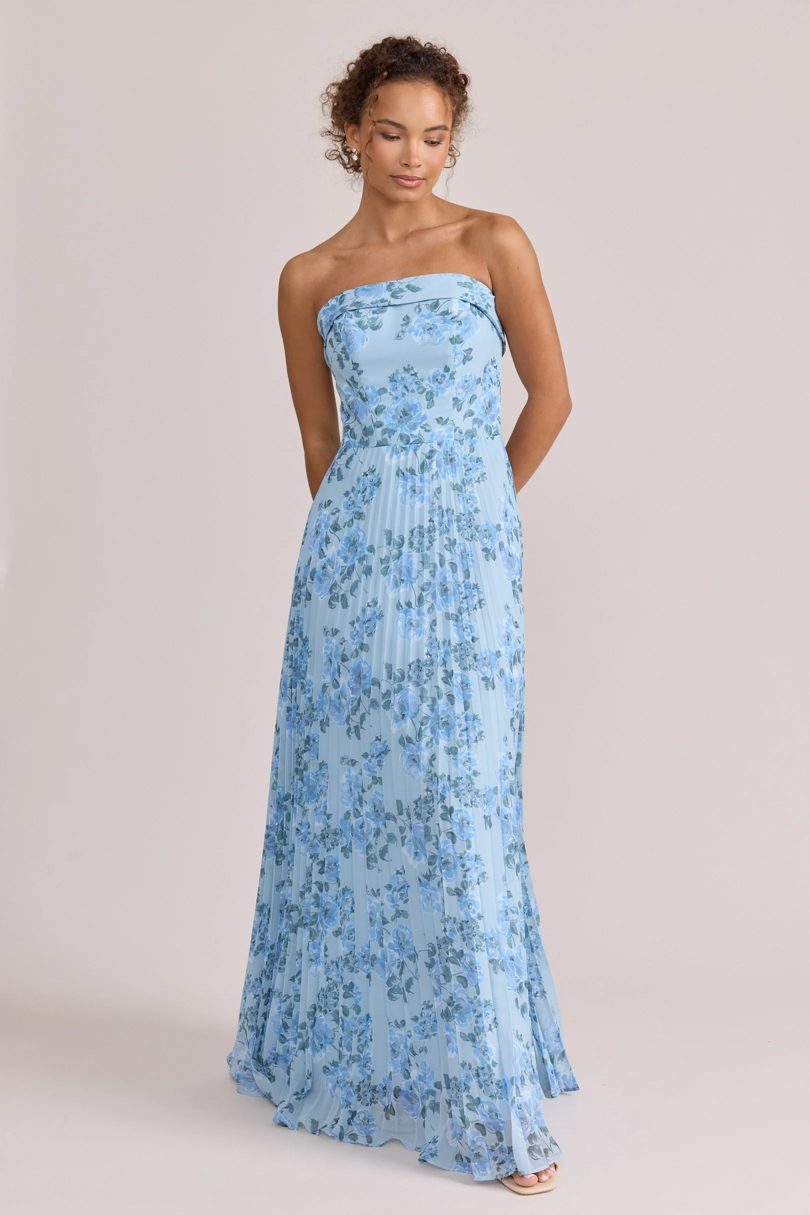 Saylor Chiffon Pleated Floral Print Dress | Made To Order - Image 7