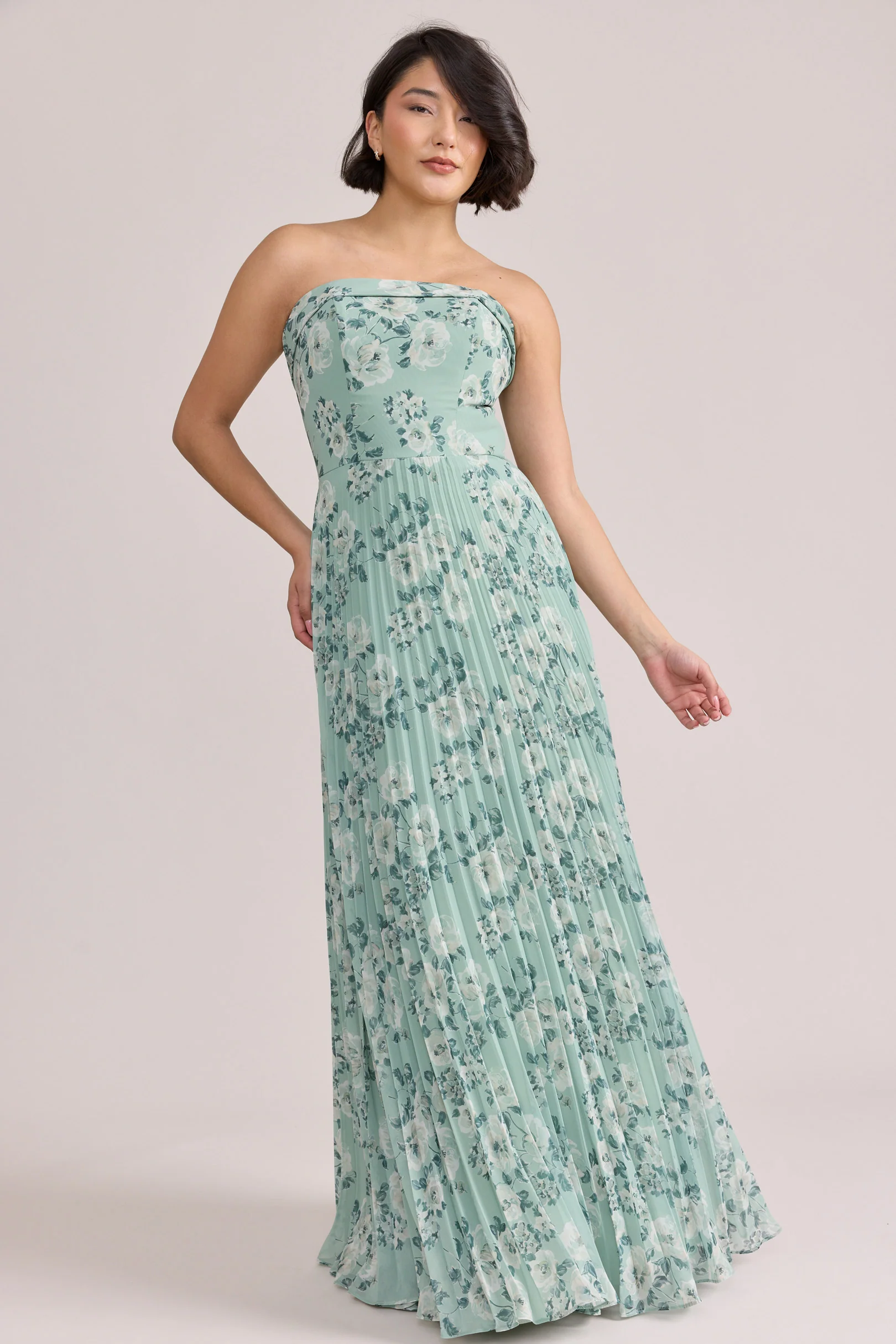 Saylor Chiffon Pleated Floral Print Dress | Made To Order - Image 9