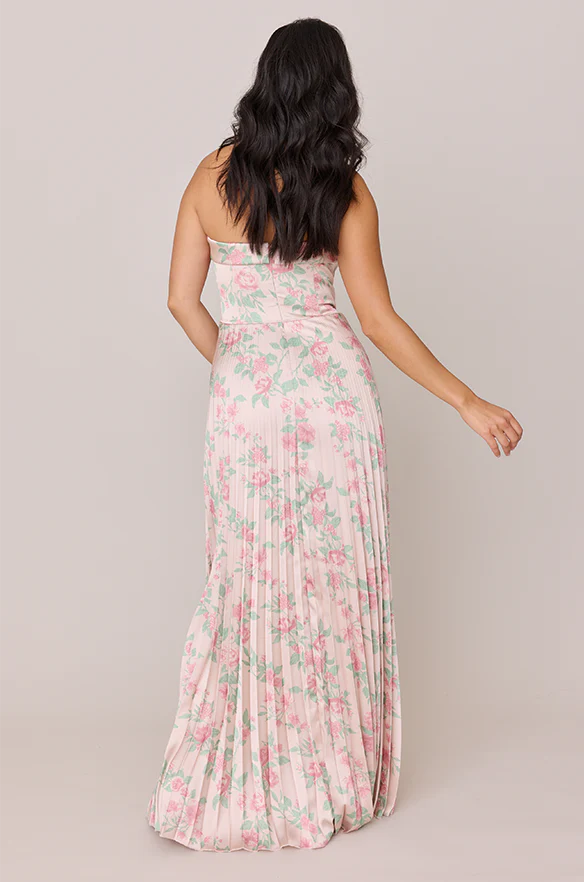 Saylor Satin Pleated Floral Print Dress | Made To Order - Image 16