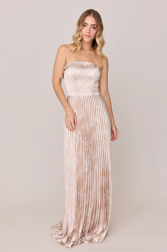 Saylor Satin Pleated Floral Print Dress | Made To Order - Image 21