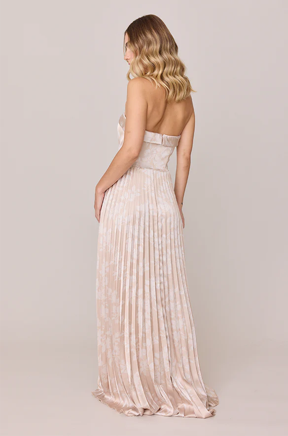 Saylor Satin Pleated Floral Print Dress | Made To Order - Image 22