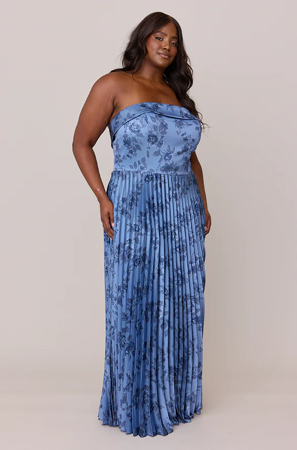 Saylor Satin Pleated Floral Print Dress | Made To Order - Image 25