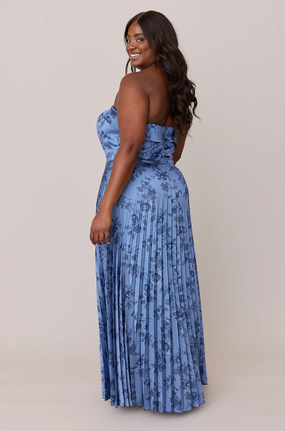 Saylor Satin Pleated Floral Print Dress | Made To Order - Image 26
