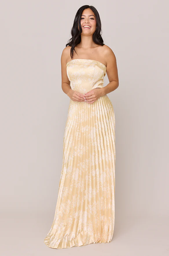 Saylor Satin Pleated Floral Print Dress | Made To Order - Image 34