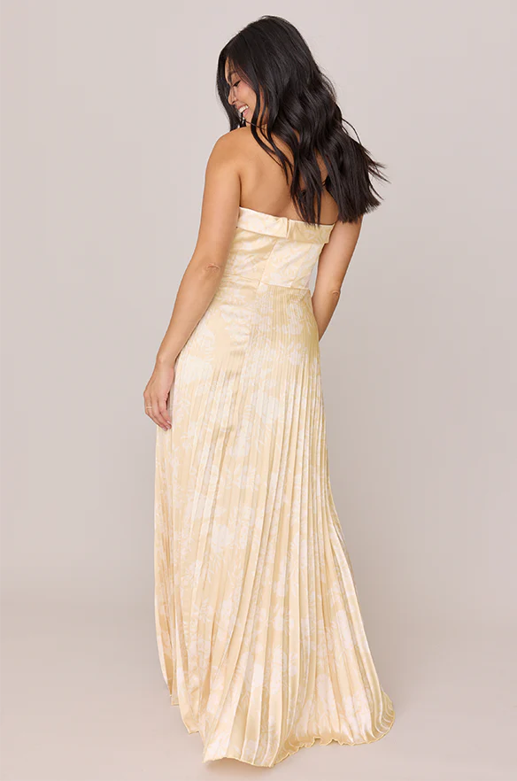 Saylor Satin Pleated Floral Print Dress | Made To Order - Image 35