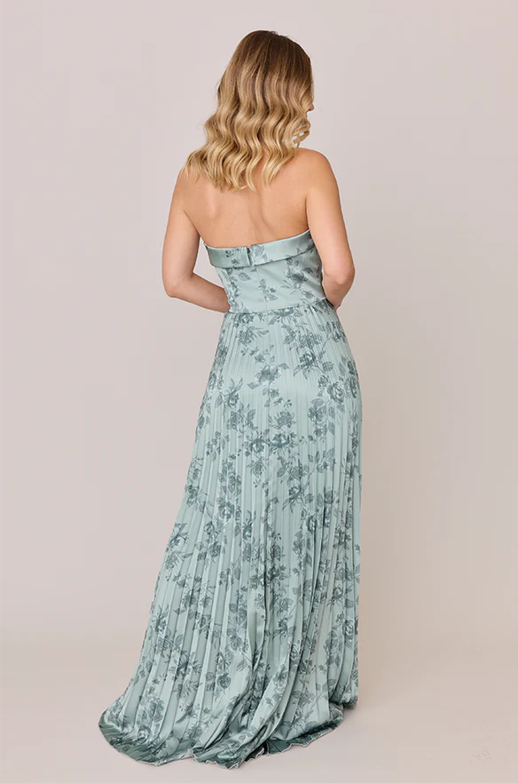 Saylor Satin Pleated Floral Print Dress | Made To Order - Image 41