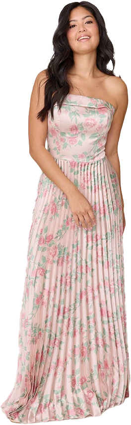 Saylor Satin Pleated Floral Print Dress | Made To Order - Image 50
