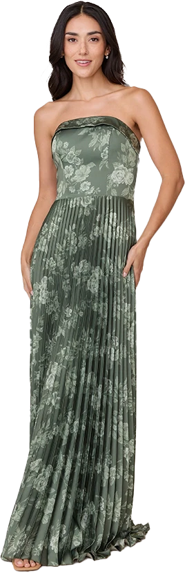 Saylor Satin Pleated Floral Print Dress | Made To Order - Image 59