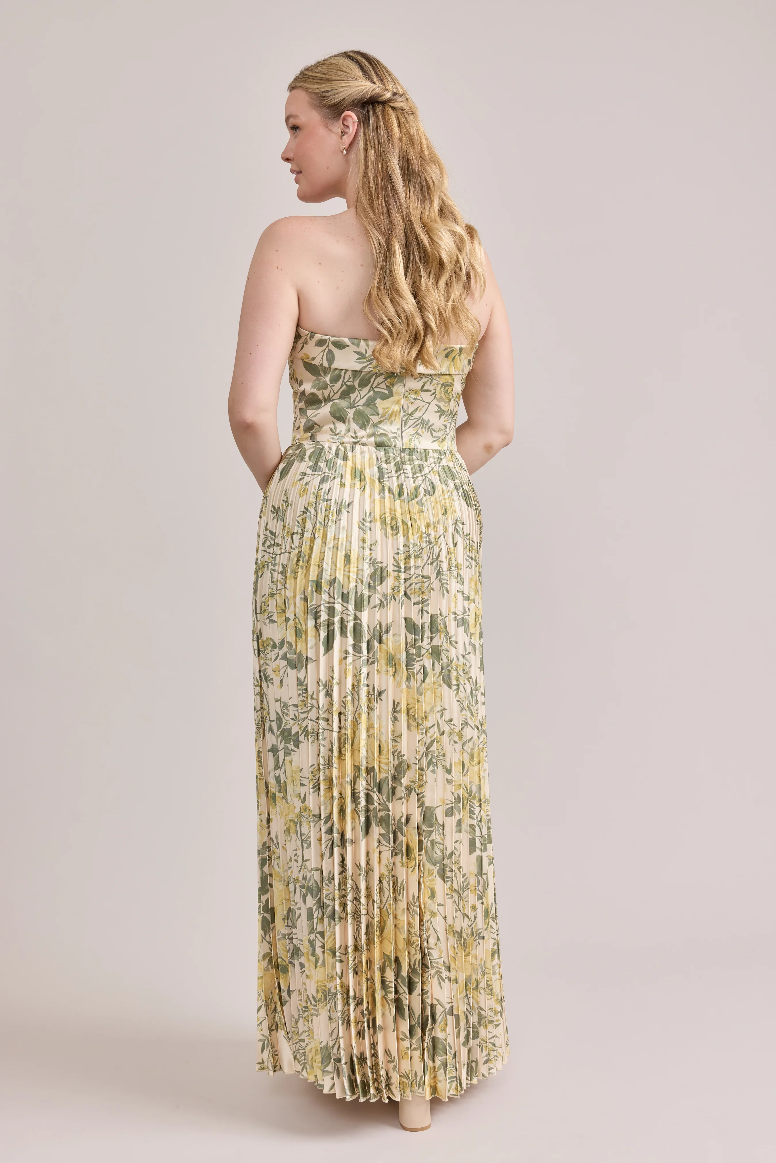 Saylor Satin Pleated Floral Print Dress | Made To Order - Image 73
