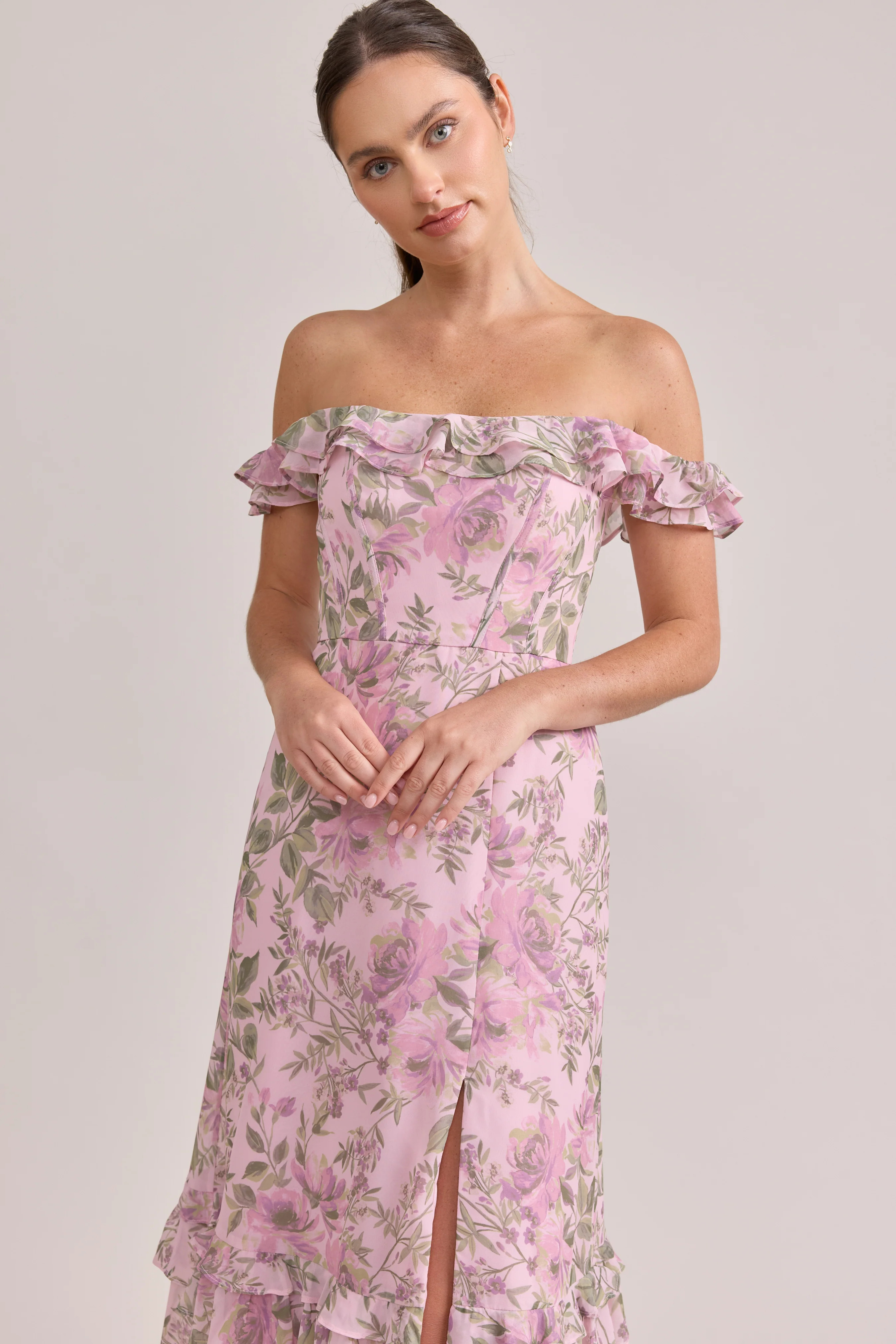 Shea Chiffon Floral Print Dress | Made To Order - Image 25