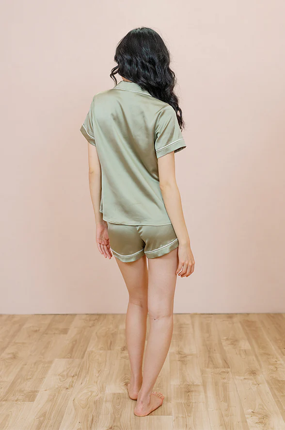 Sleepover Short Sleeve Satin Top | Made To Order - Image 4