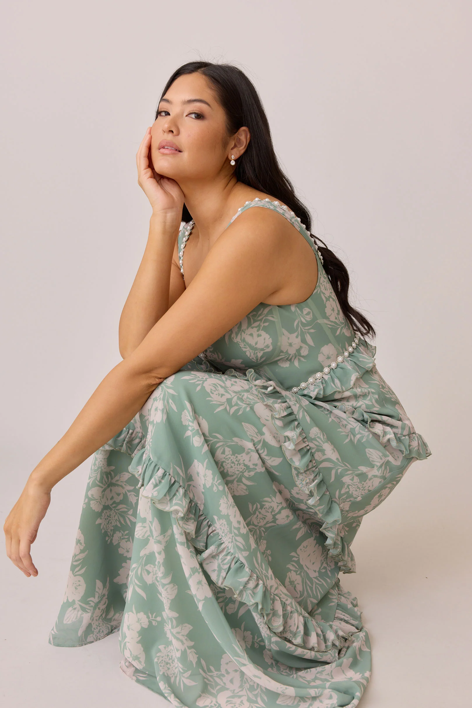 Sloane Luxe Chiffon Floral Print Dress | Made To Order - Image 13
