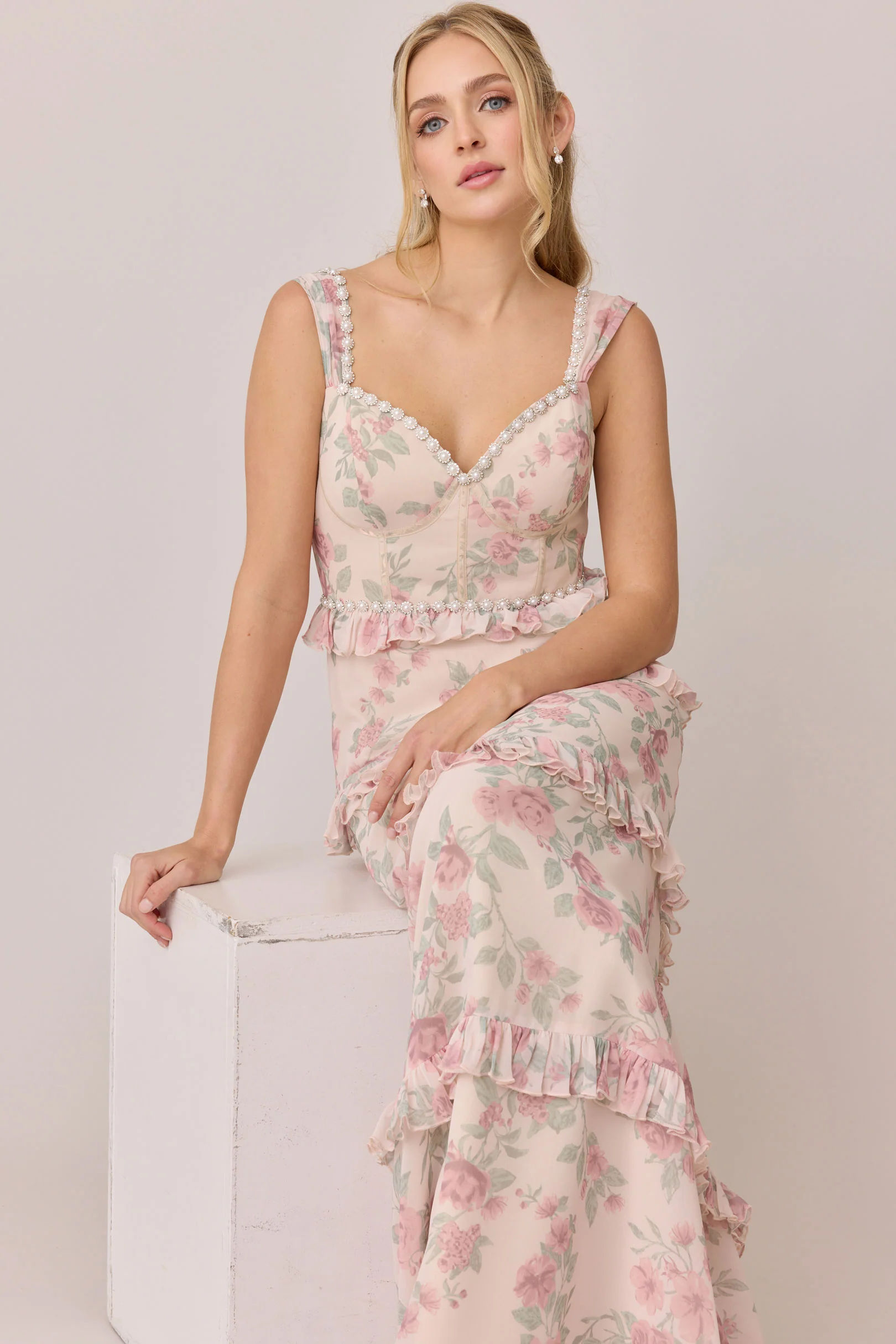 Sloane Luxe Chiffon Floral Print Dress | Made To Order - Image 17