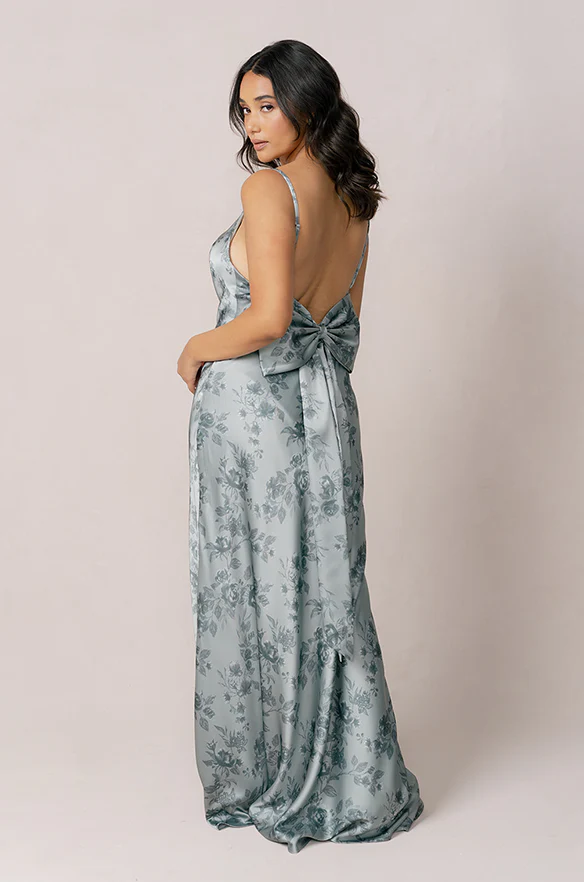 Steph Satin Floral Print Dress | Made To Order - Image 11