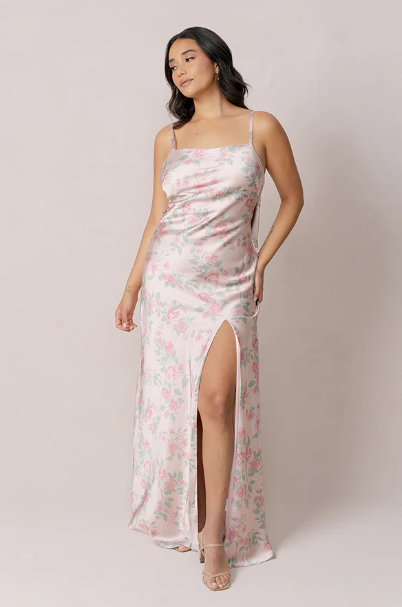 Steph Satin Floral Print Dress | Made To Order - Image 20