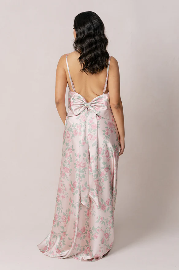 Steph Satin Floral Print Dress | Made To Order - Image 21