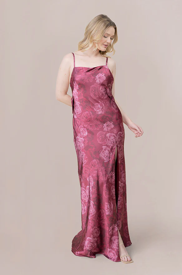 Steph Satin Floral Print Dress | Made To Order - Image 28