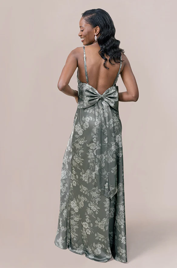 Steph Satin Floral Print Dress | Made To Order - Image 35