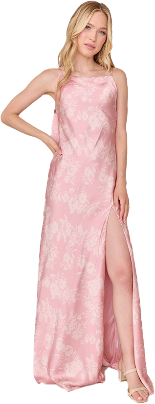Steph Satin Floral Print Dress | Made To Order - Image 45