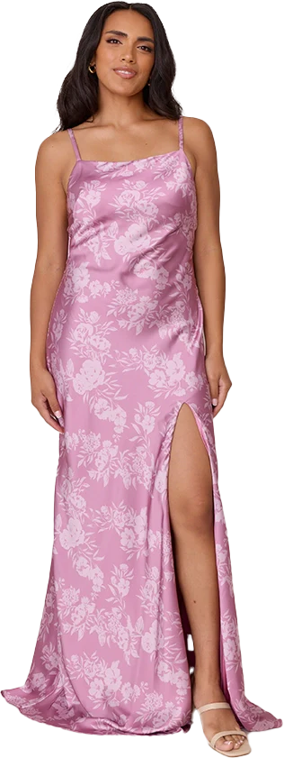 Steph Satin Floral Print Dress | Made To Order - Image 46