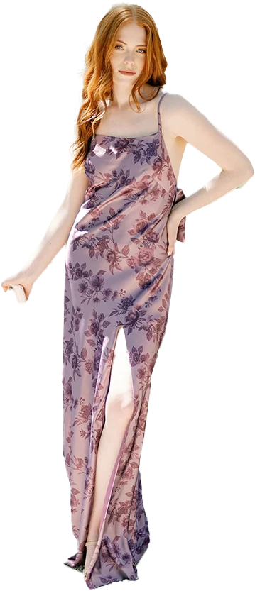 Steph Satin Floral Print Dress | Made To Order - Image 62