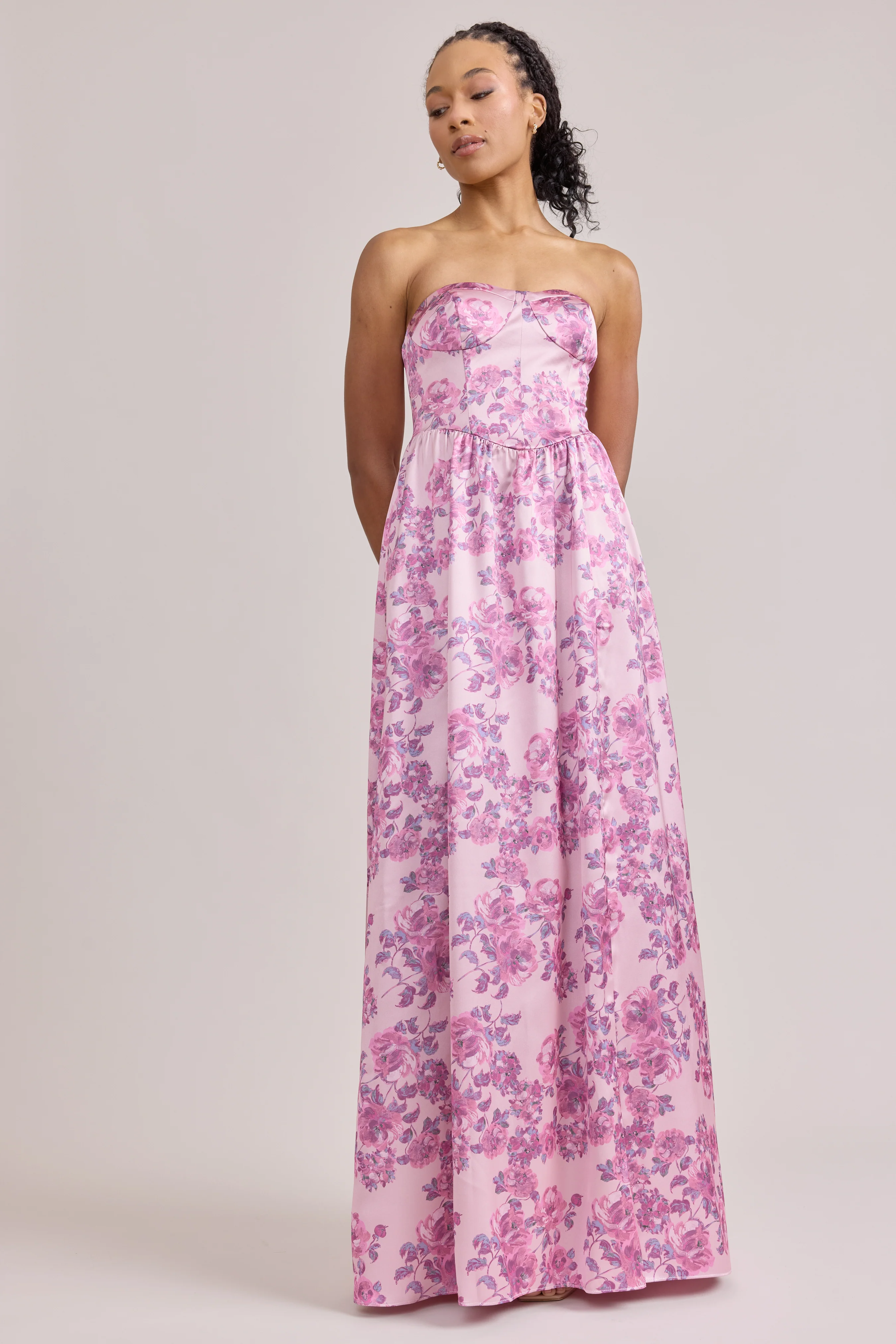 Sydney Satin Floral Print Dress | Made To Order