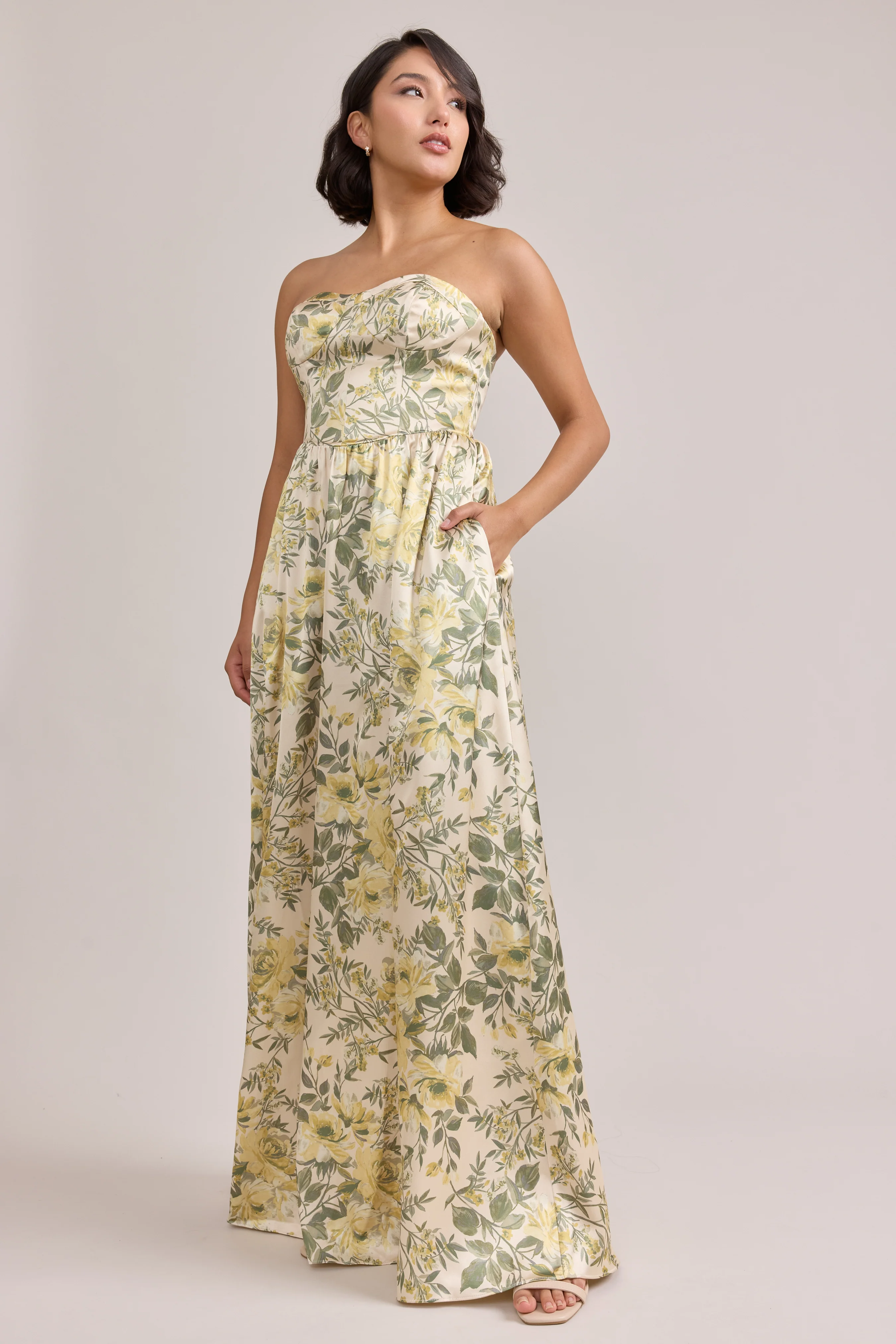 Sydney Satin Floral Print Dress | Made To Order - Image 14