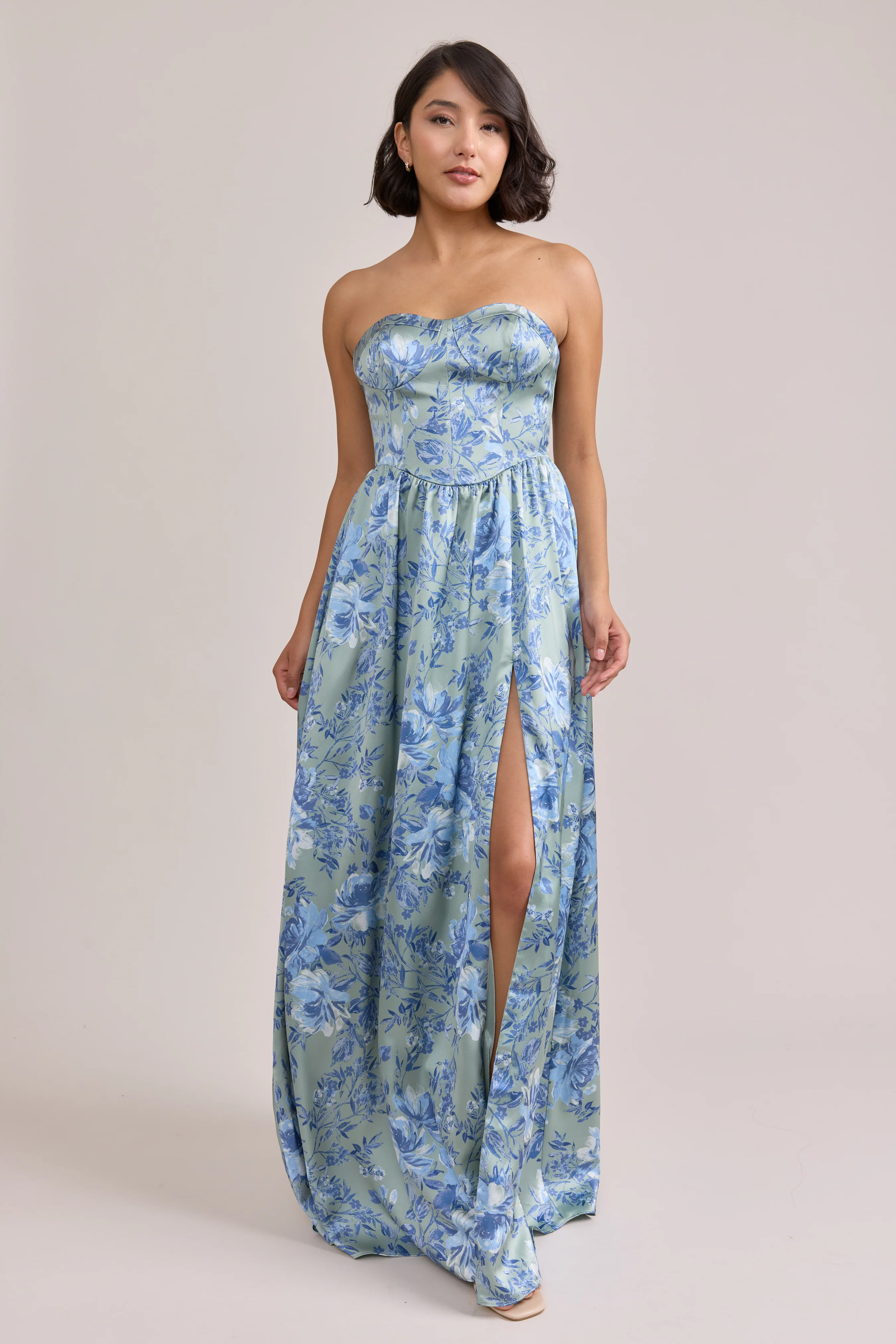 Sydney Satin Floral Print Dress | Made To Order - Image 22
